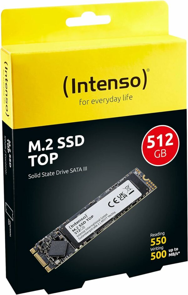 Intenso M.2 SSD interno SATA III Top Performance, 512 GB, 520Mb/s, Unità a stato solido