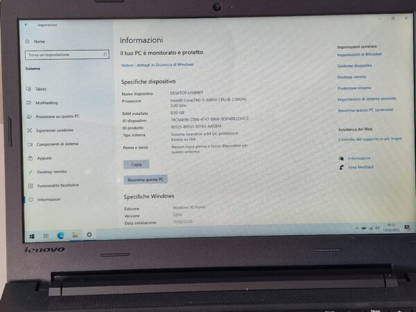 Lenovo Ideapad 100-15IBD | Intel Core i3 | SSD 128GB | Ricondizionato